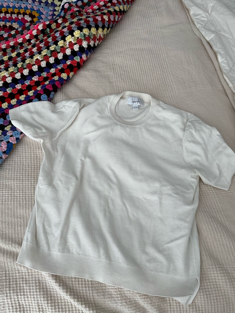 Kersh cotton silk blend knit top